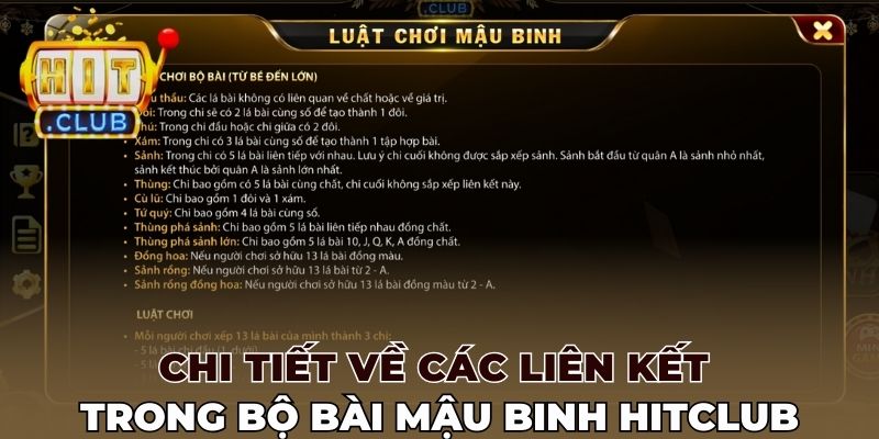 Chi tiết về các liên kết trong bộ bài Mậu Binh Hitclub